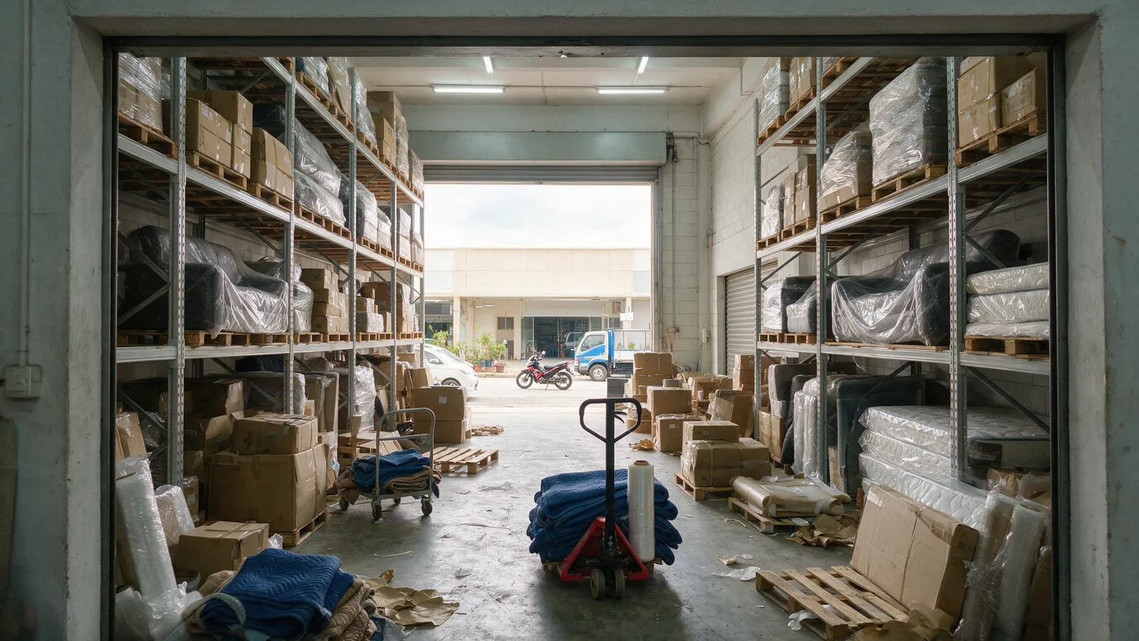 A furniture stock room